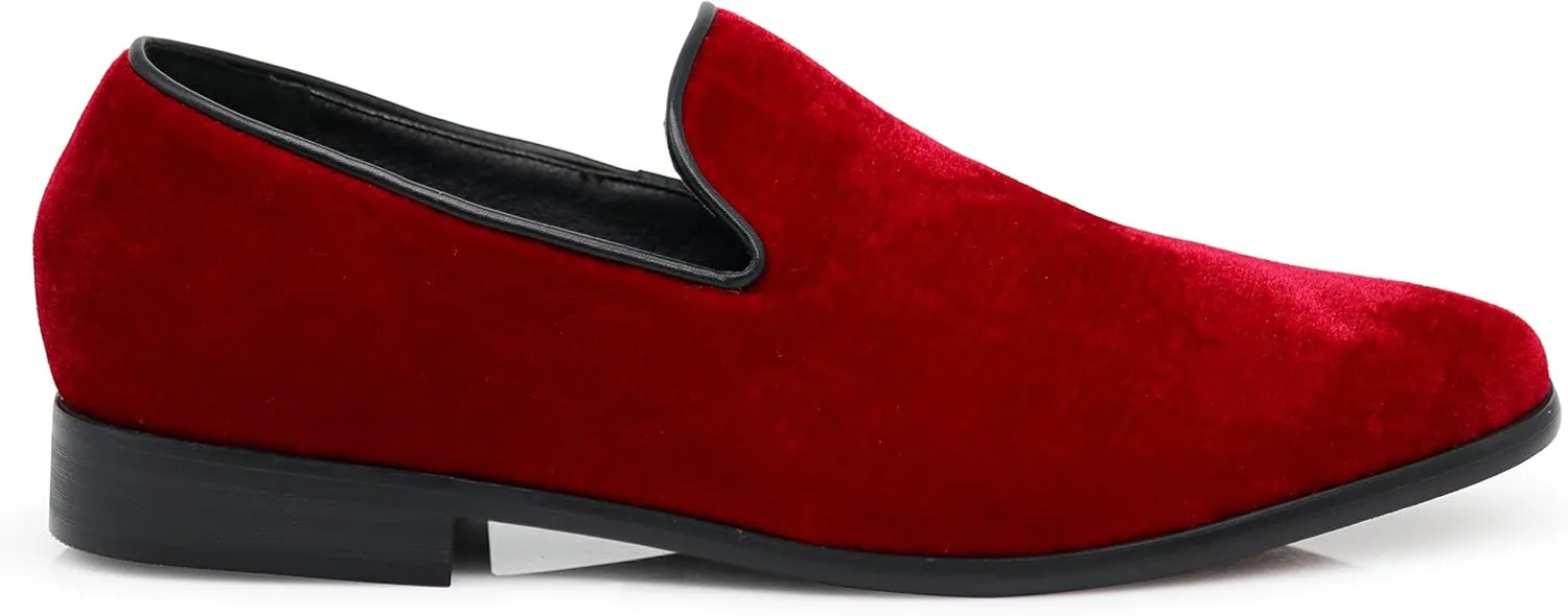 SPT03 Men's Vintage Plain Velvet Dress Loafers Slip On Shoes Classic Tuxedo Dress Shoes