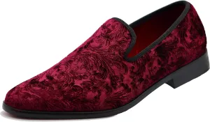 SPT03 Men's Vintage Plain Velvet Dress Loafers Slip On Shoes Classic Tuxedo Dress Shoes