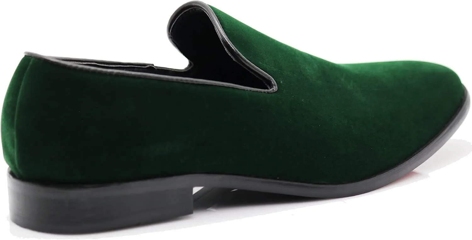 SPT03 Men's Vintage Plain Velvet Dress Loafers Slip On Shoes Classic Tuxedo Dress Shoes