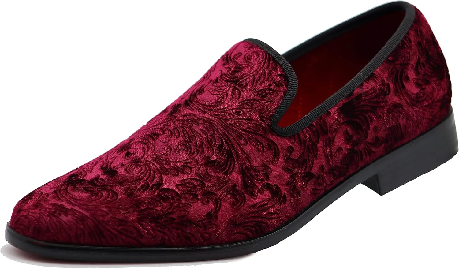 SPT03 Men's Vintage Plain Velvet Dress Loafers Slip On Shoes Classic Tuxedo Dress Shoes
