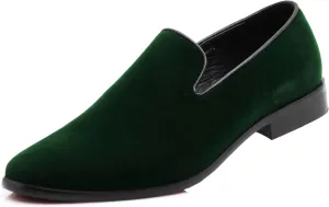 SPT03 Men's Vintage Plain Velvet Dress Loafers Slip On Shoes Classic Tuxedo Dress Shoes