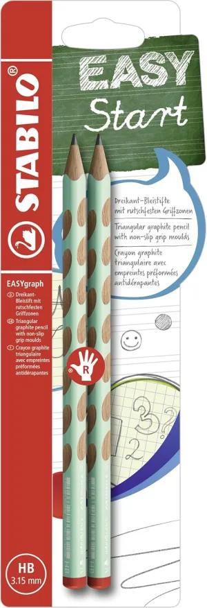 STABILO Handwriting Pencil EASYgraph Pastel - Right Handed - Green - 2 pcs - HB