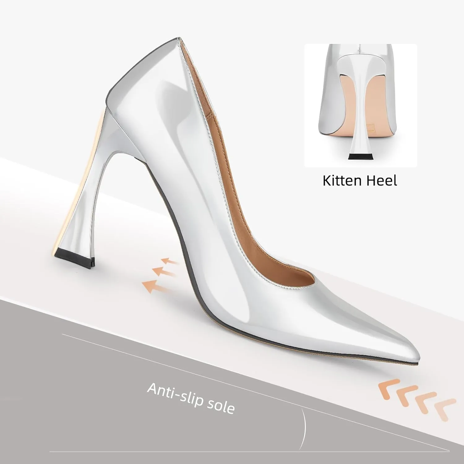 Stiletto Mid Heel for Women Pointed Toe Stiletto Heels Closed Toe Pumps Slip on High Heels 4 inch Dress Pumps