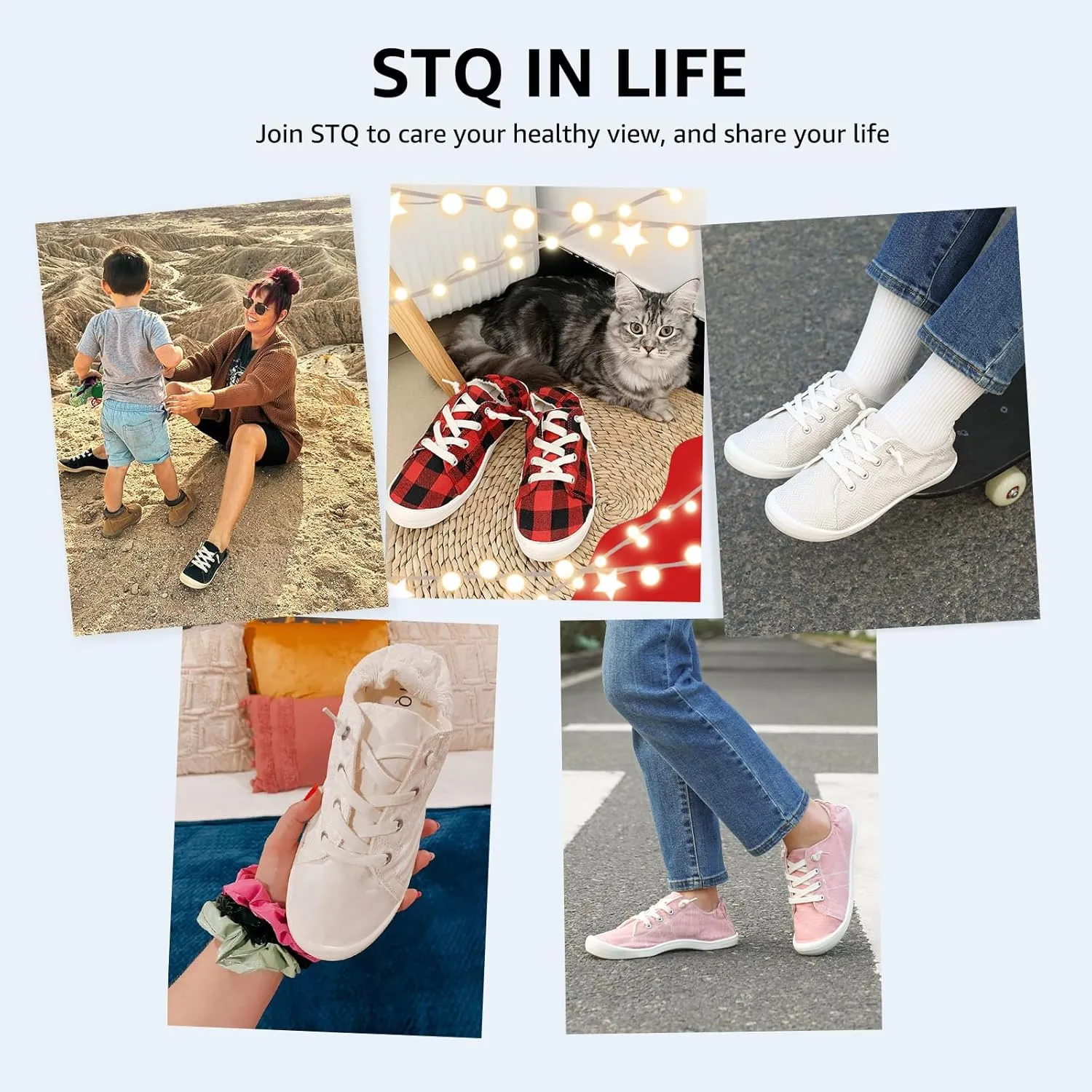 STQ Women Slip On Sneakers, Comfortable Casual Canvas Shoes