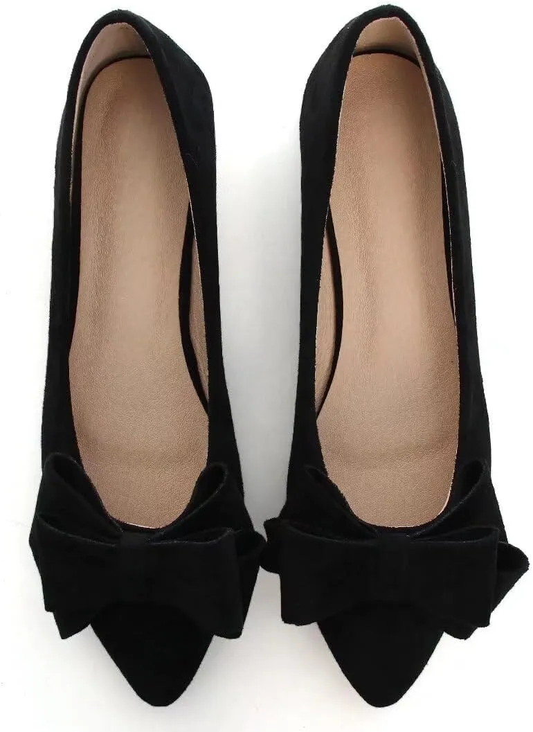 Stunner Womens Bowknot Flower Ballet Flats Pointed Toe Soft Dress Shoes