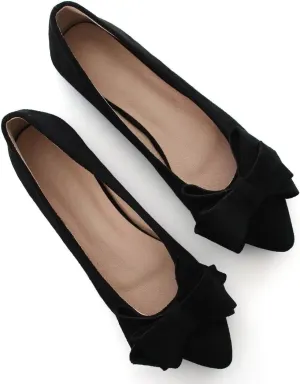 Stunner Womens Bowknot Flower Ballet Flats Pointed Toe Soft Dress Shoes