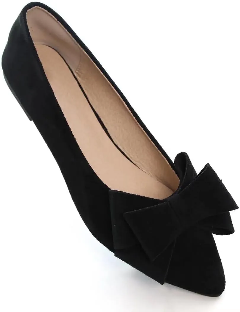 Stunner Womens Bowknot Flower Ballet Flats Pointed Toe Soft Dress Shoes