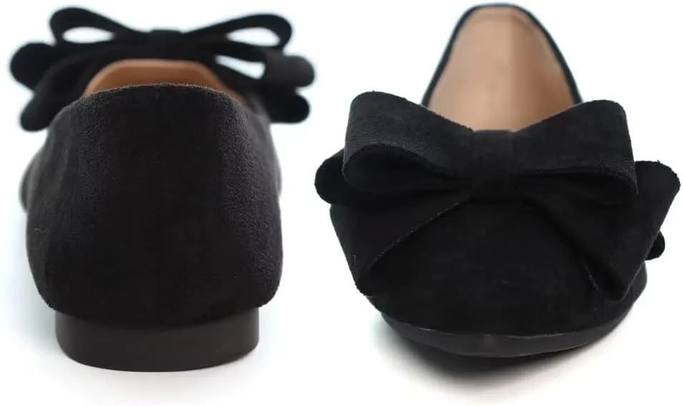 Stunner Womens Bowknot Flower Ballet Flats Pointed Toe Soft Dress Shoes