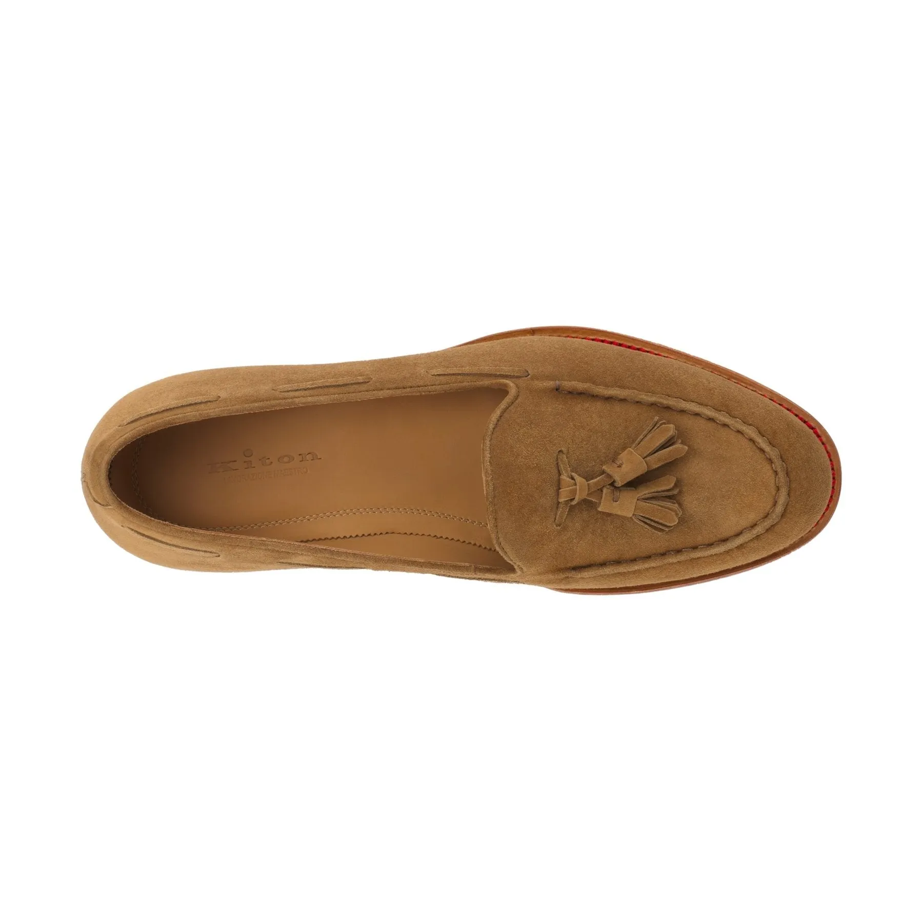 Suede Tassel Loafer in Light Brown