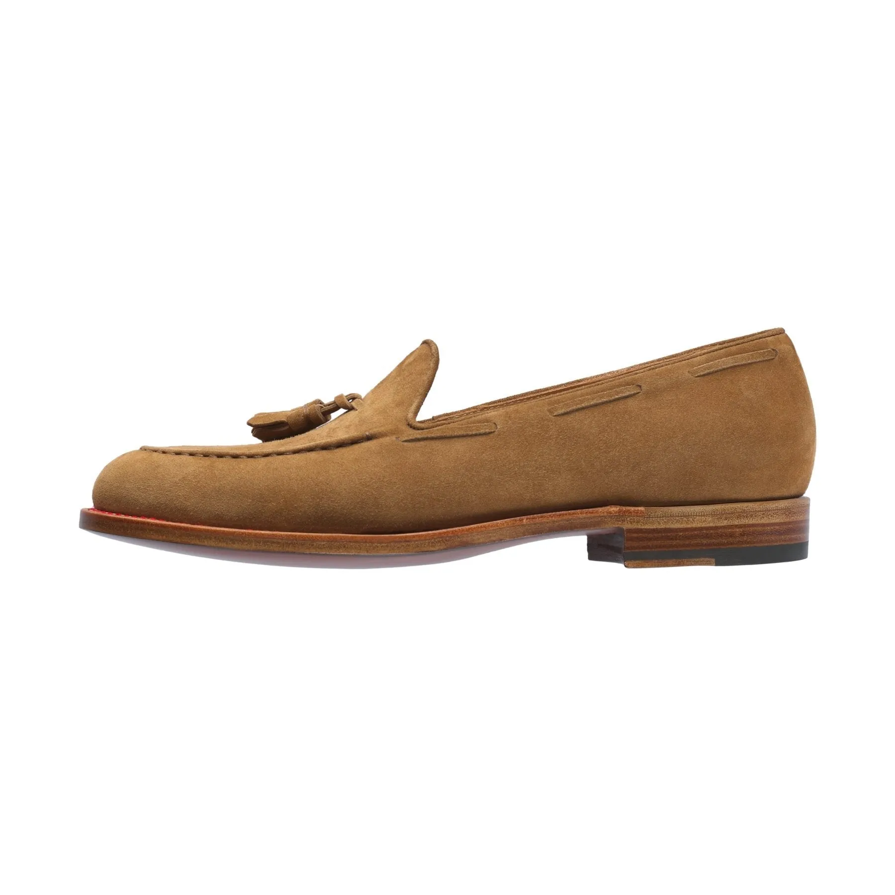 Suede Tassel Loafer in Light Brown