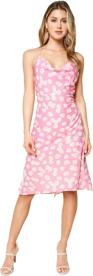 Sugar Lips Women's Yasmina Floral Print Cowl Neck Slip Dress