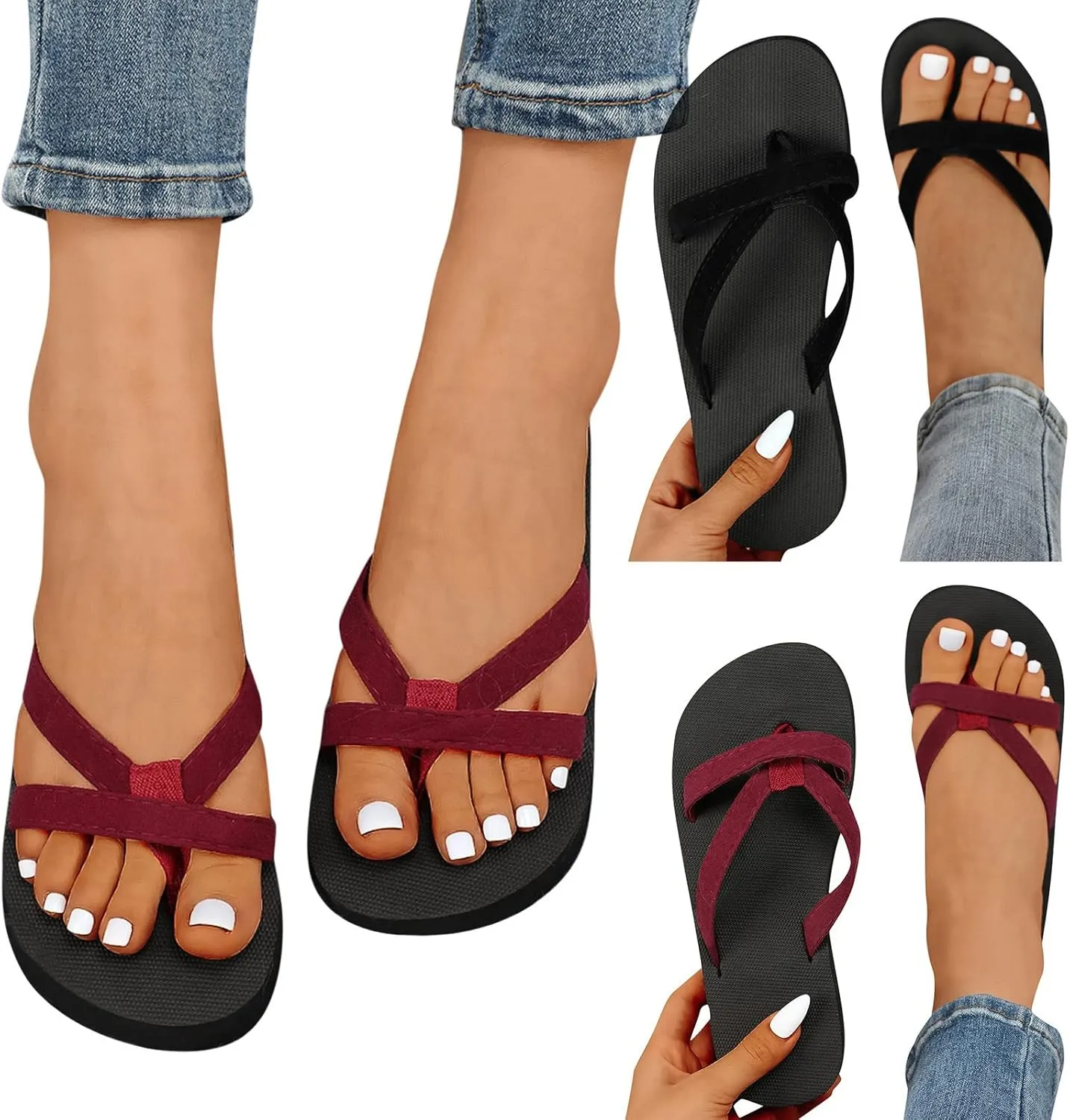 Summer Sandals for Women 2023 Flat Lightweight Non Slip Flip Flops Casual Open Toe Slides Slippers Beach Shoes