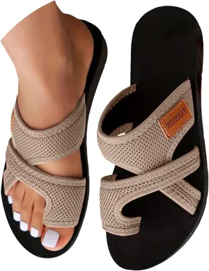 Summer Sandals for Women 2025 Trendy Comfy Beach Breathable Hollow Mesh Slide Sandals Womens Flat Wide Shoes Lightweight