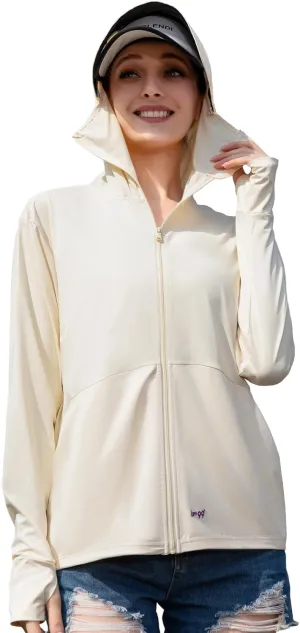 Sun Hoodie UV Protection - Comfy UPF 99  Sun Jacket w/Long Sleeve, Zipper, Pocket for Hiking, Running, Cycling