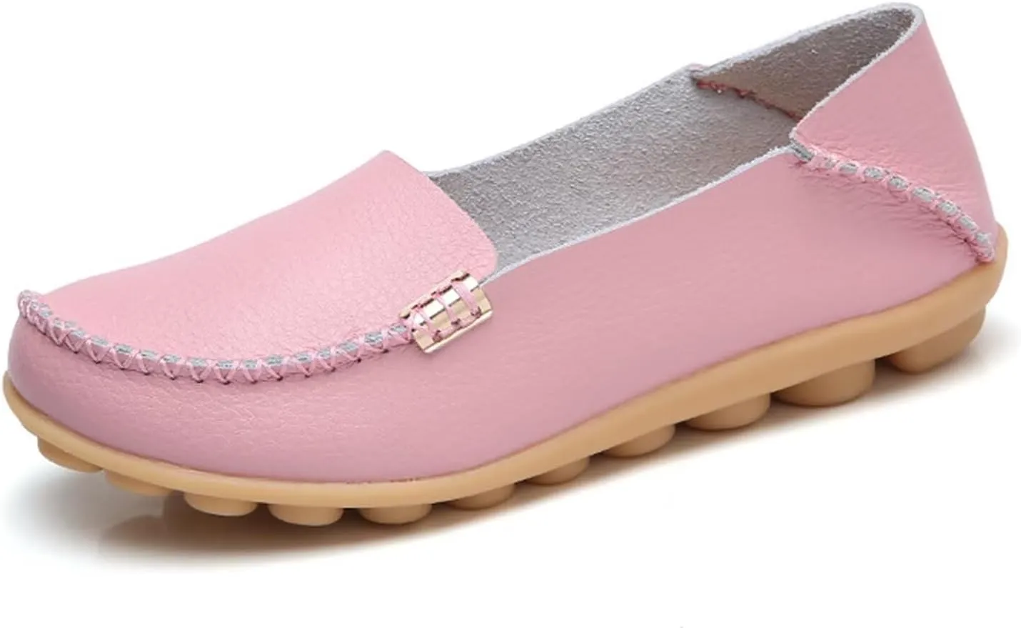 Sunporx Women's Driving Loafers Leather Comfortable Moccasins Breathable Slip On Nurse Loafer Round Toe Wild Walking Fashion Soft Shoes