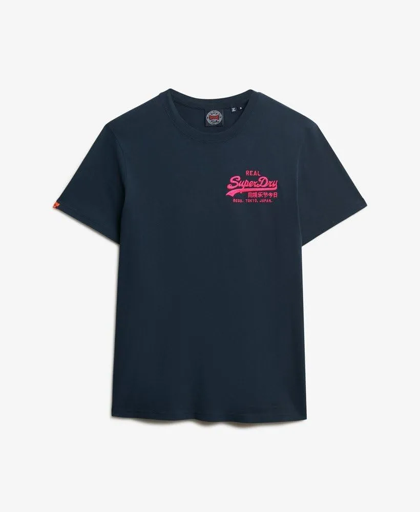 Superdry Men's Embroidered Relaxed T-Shirt, Eclipse Navy