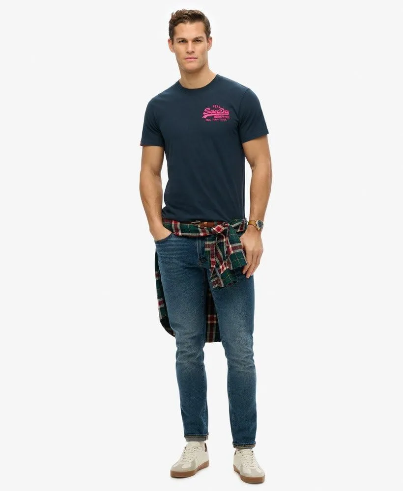 Superdry Men's Embroidered Relaxed T-Shirt, Eclipse Navy