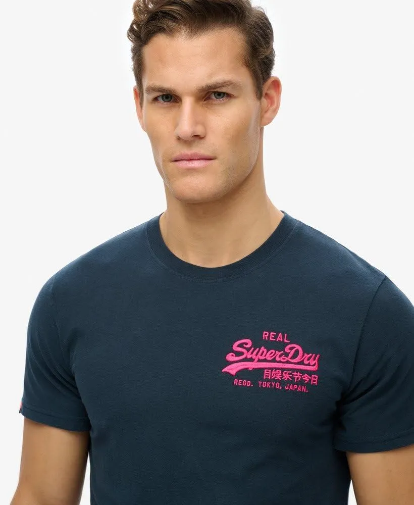 Superdry Men's Embroidered Relaxed T-Shirt, Eclipse Navy