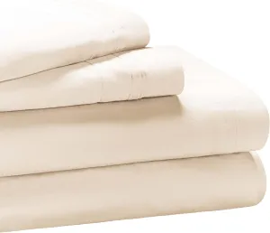 Superior Egyptian Cotton 4 Piece Sheet Set, 650 Thread Count, Modern Design, Sustainable Sheets, Ultra-Soft Basics, Solid, Deep Pocket Fitted Sheet, Flat Sheet, Pillowcases, Queen, Ivory