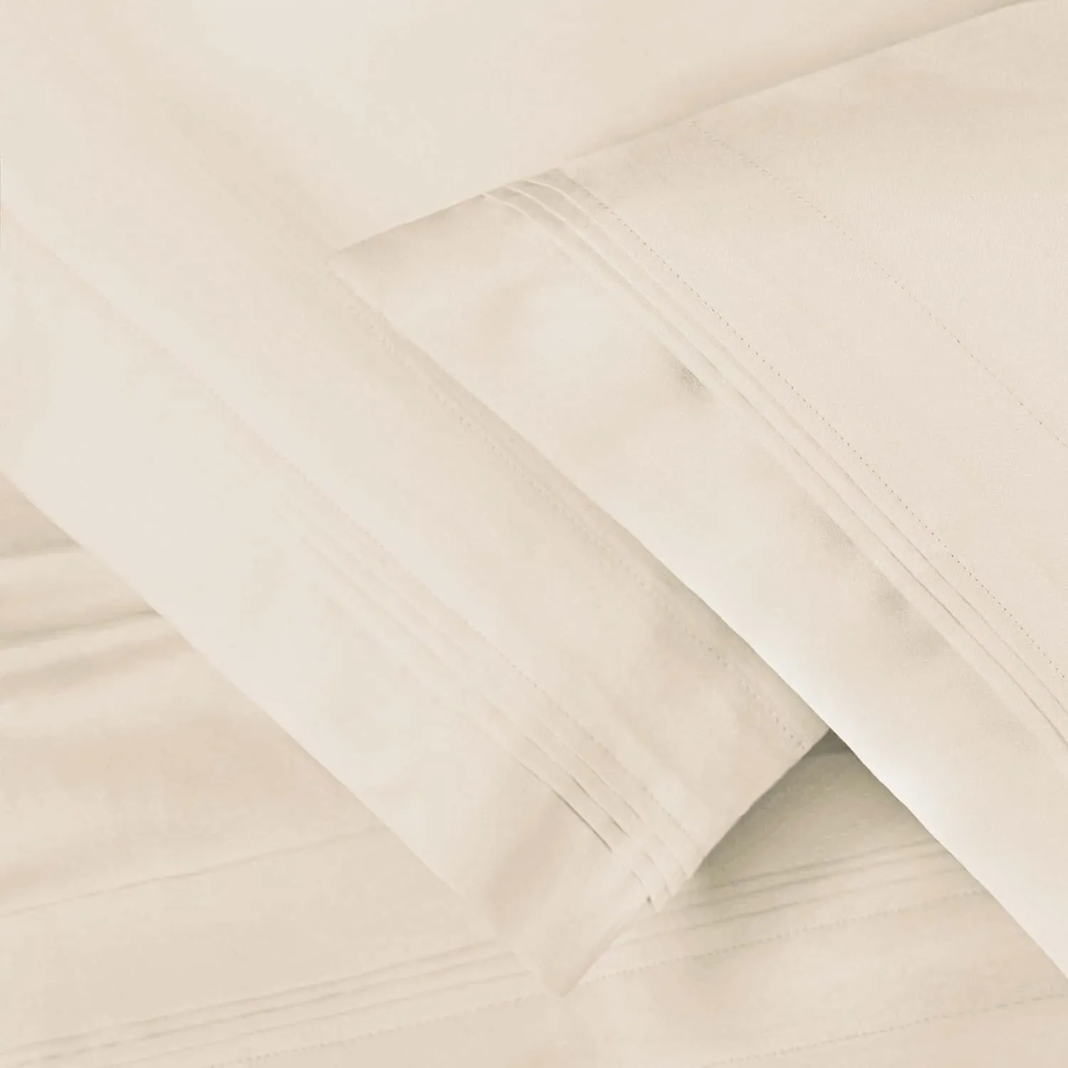 Superior Egyptian Cotton 4 Piece Sheet Set, 650 Thread Count, Modern Design, Sustainable Sheets, Ultra-Soft Basics, Solid, Deep Pocket Fitted Sheet, Flat Sheet, Pillowcases, Queen, Ivory