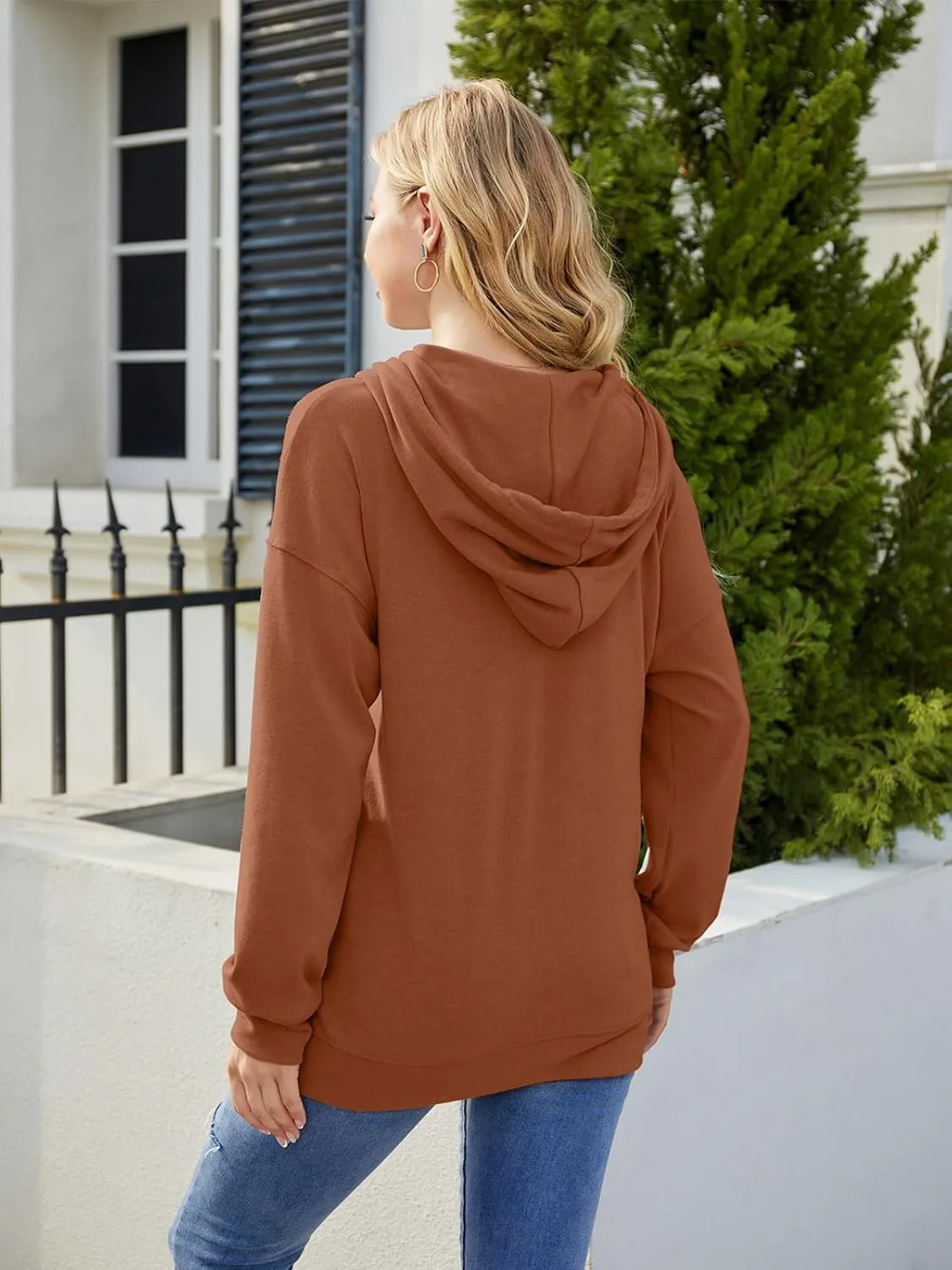 Syellowafter Women Casual Hoodie Long Sleeves Fashion Pullover Loose Fit Tunic Winter Tops Comfy Shirts