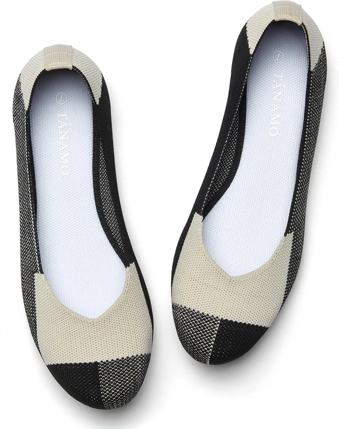 Tanamo Women's Flat Ballet Shoes Knit Flat Shoes for Women Round Toe Slip on Women Flats for Dressy Casual Office Work Wedding Comfort Soft