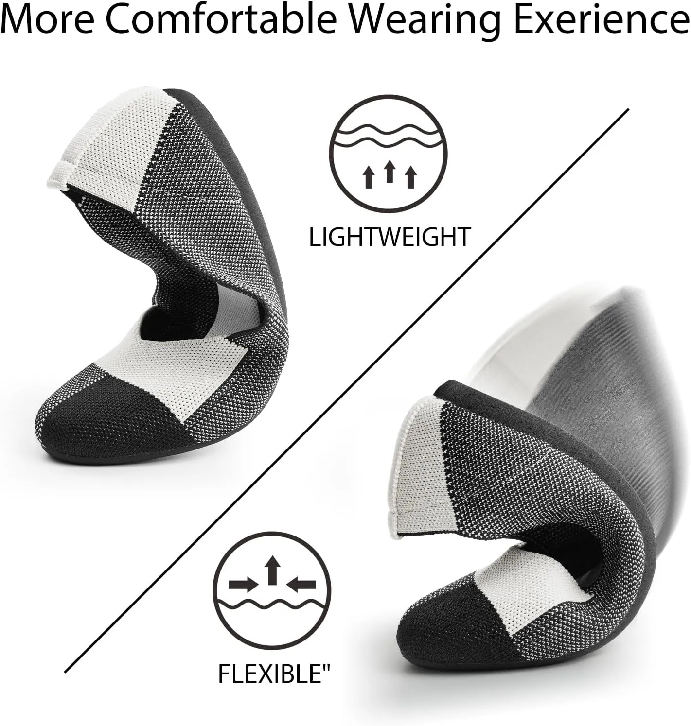 Tanamo Women's Flat Ballet Shoes Knit Flat Shoes for Women Round Toe Slip on Women Flats for Dressy Casual Office Work Wedding Comfort Soft