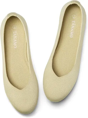 Tanamo Women's Flat Ballet Shoes Knit Flat Shoes for Women Round Toe Slip on Women Flats for Dressy Casual Office Work Wedding Comfort Soft