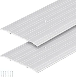 Tandefio 2 Pcs 6 x 1/4 x 36 Inches Door Saddle Threshold Interior Sturdy Aluminum Commercial Fluted Saddle Door Threshold Durable and Sleek Doorway Entryway Access Draft Protection, Silver