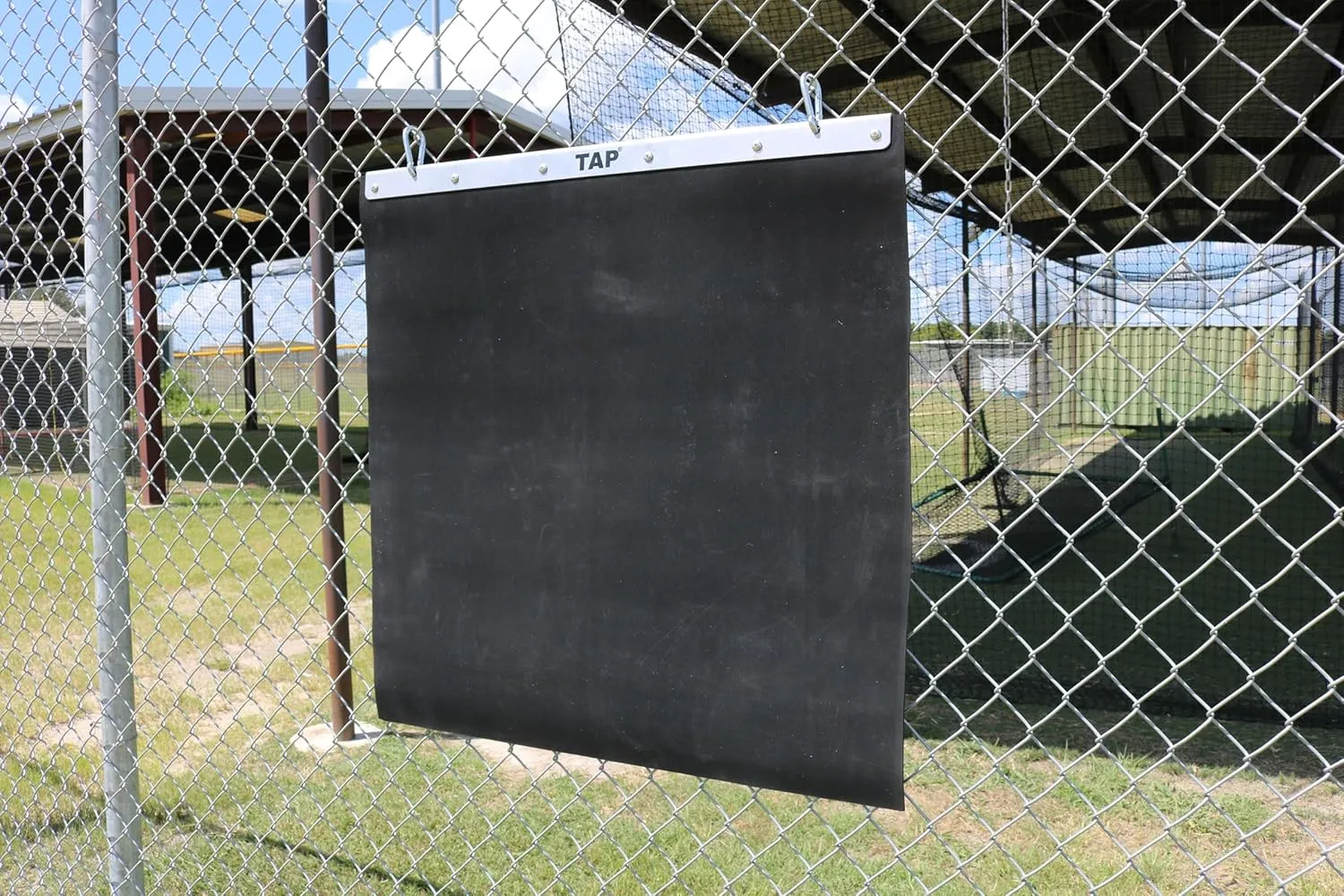 Tap® Portable Plyo Mat (Improved with Steel STIFFNER for Extra Durability) for Baseball, Used with Soft-Shell Weighted Balls, Used on Chain-Link Fences