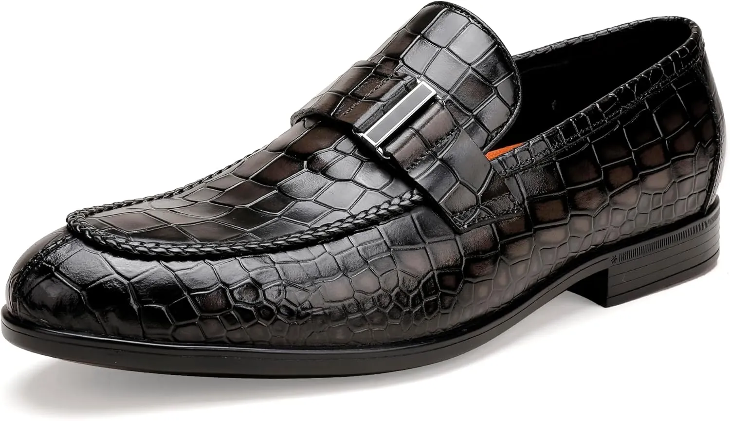 Tassel Loafer for Mens, Casual Crocodile Printed Tassel Dress Shoes Leather Slip-on Penny Loafer for Men
