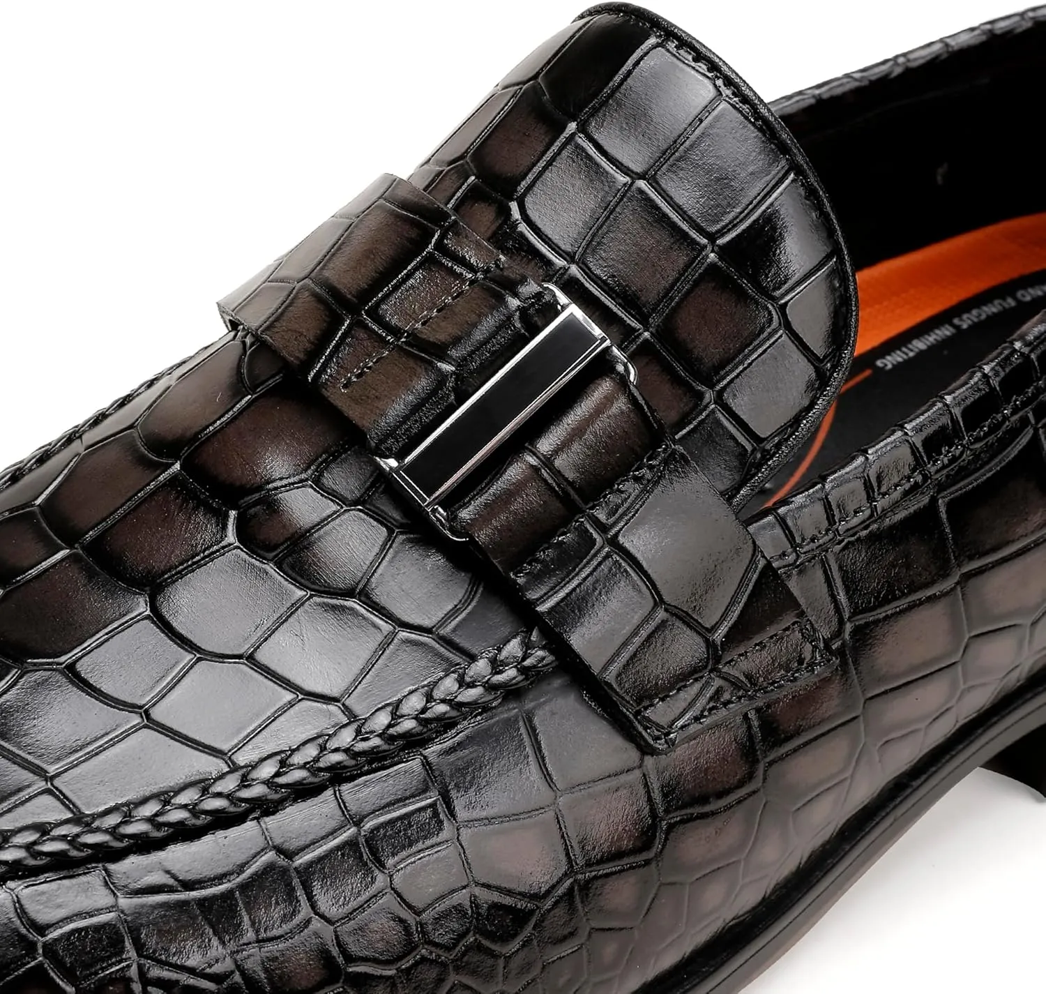Tassel Loafer for Mens, Casual Crocodile Printed Tassel Dress Shoes Leather Slip-on Penny Loafer for Men