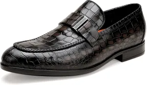 Tassel Loafer for Mens, Casual Crocodile Printed Tassel Dress Shoes Leather Slip-on Penny Loafer for Men