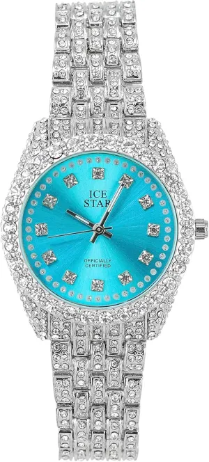 Techno Pave Women's 32mm Iced Out Sleek Diamond Dial Watch