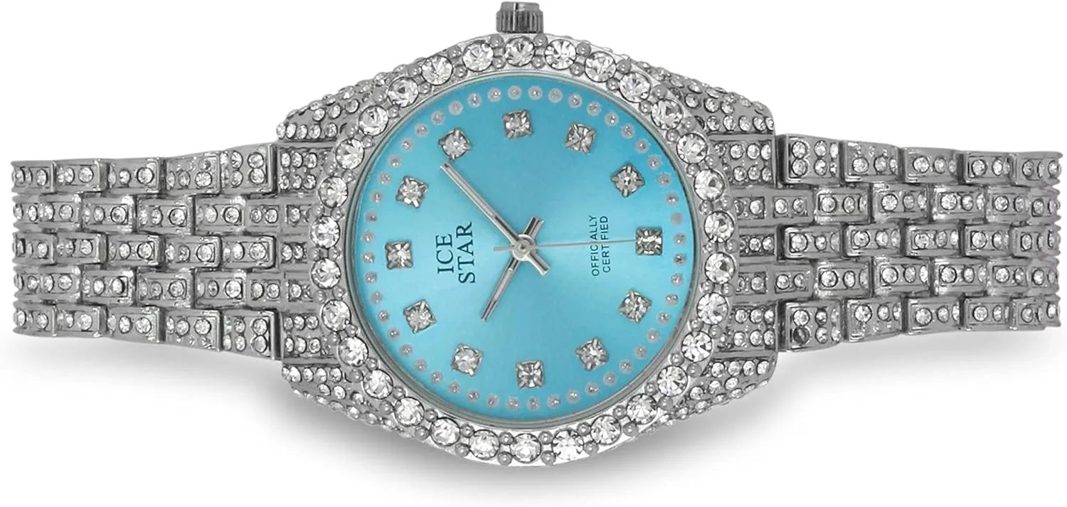 Techno Pave Women's 32mm Iced Out Sleek Diamond Dial Watch