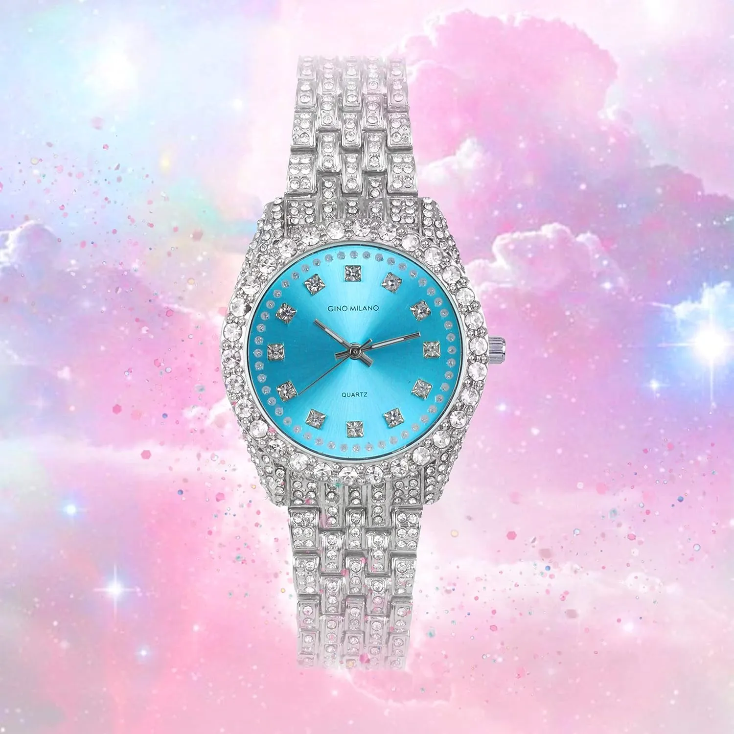 Techno Pave Women's 32mm Iced Out Sleek Diamond Dial Watch