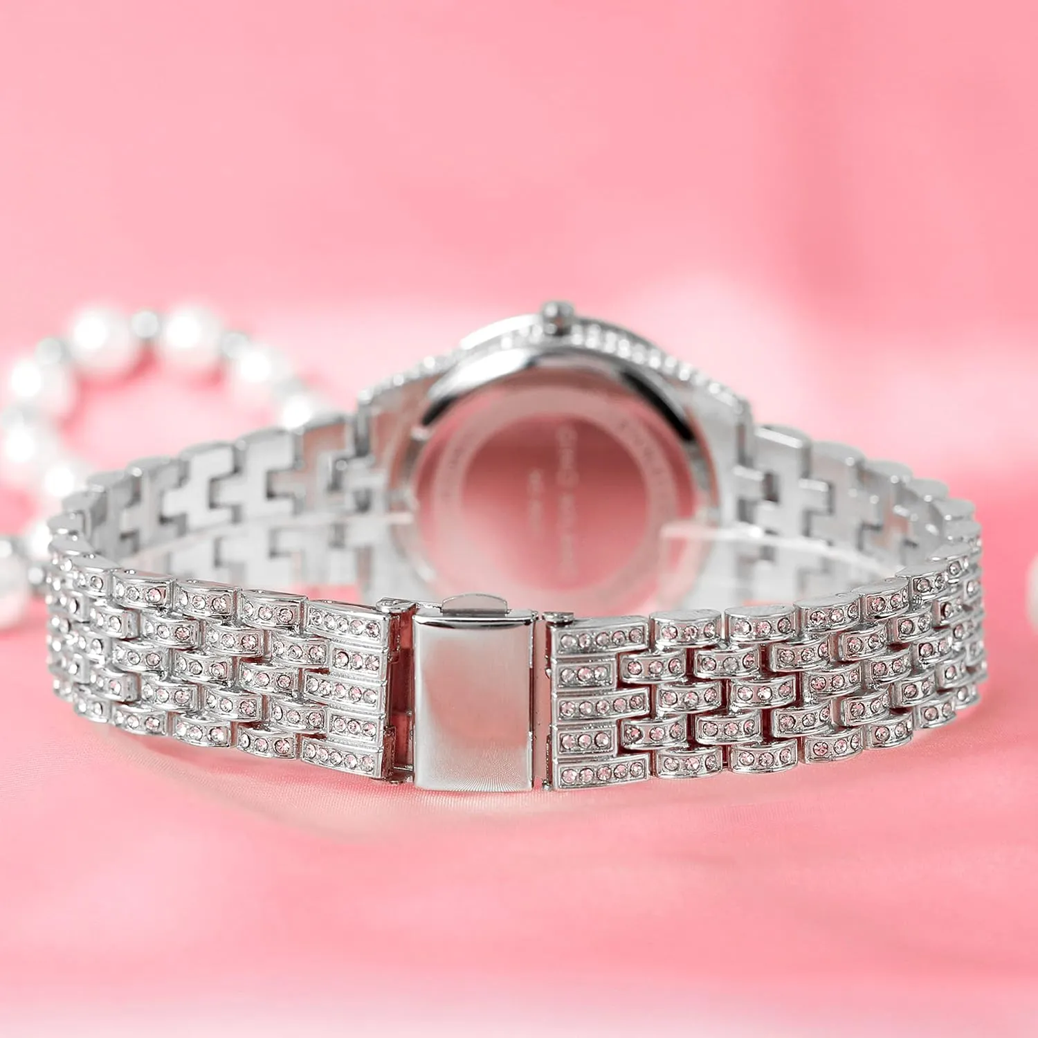 Techno Pave Women's 32mm Iced Out Sleek Diamond Dial Watch