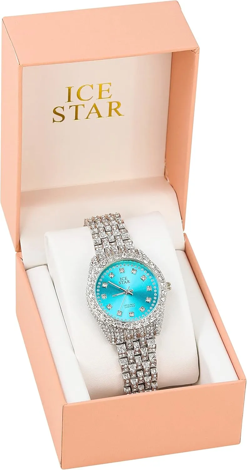 Techno Pave Women's 32mm Iced Out Sleek Diamond Dial Watch