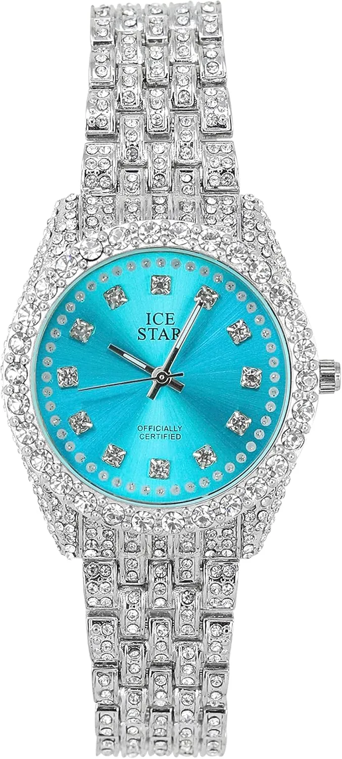 Techno Pave Women's 32mm Iced Out Sleek Diamond Dial Watch
