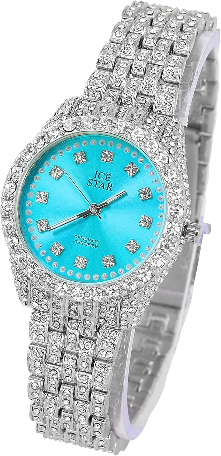 Techno Pave Women's 32mm Iced Out Sleek Diamond Dial Watch