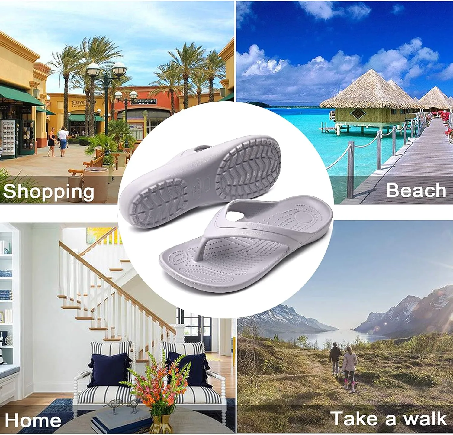 Temi Women's Flip Flops,Soft Lightweight Sandals for Women Anti Slip Casual Slippers Shower Beach Pool Bathroom Flat Slides Shoes