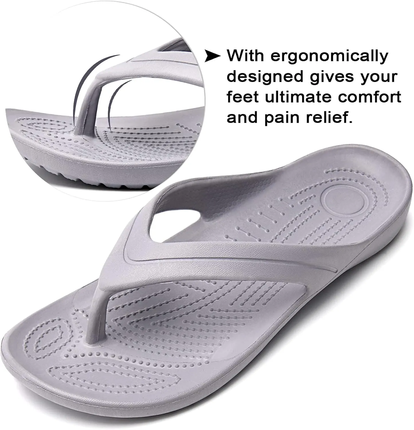 Temi Women's Flip Flops,Soft Lightweight Sandals for Women Anti Slip Casual Slippers Shower Beach Pool Bathroom Flat Slides Shoes