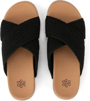 The Sak Penelope Slide Sandal - Women's Flat Fashion Slides with Soft Cushion Sole -Hand Crochet Slip On Sandals For Everyday