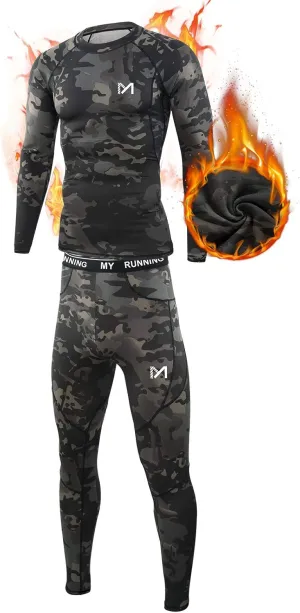 Thermal Underwear for Men, Winter Gear Long Johns Base Layer Top and Bottom Set for Skiing Running