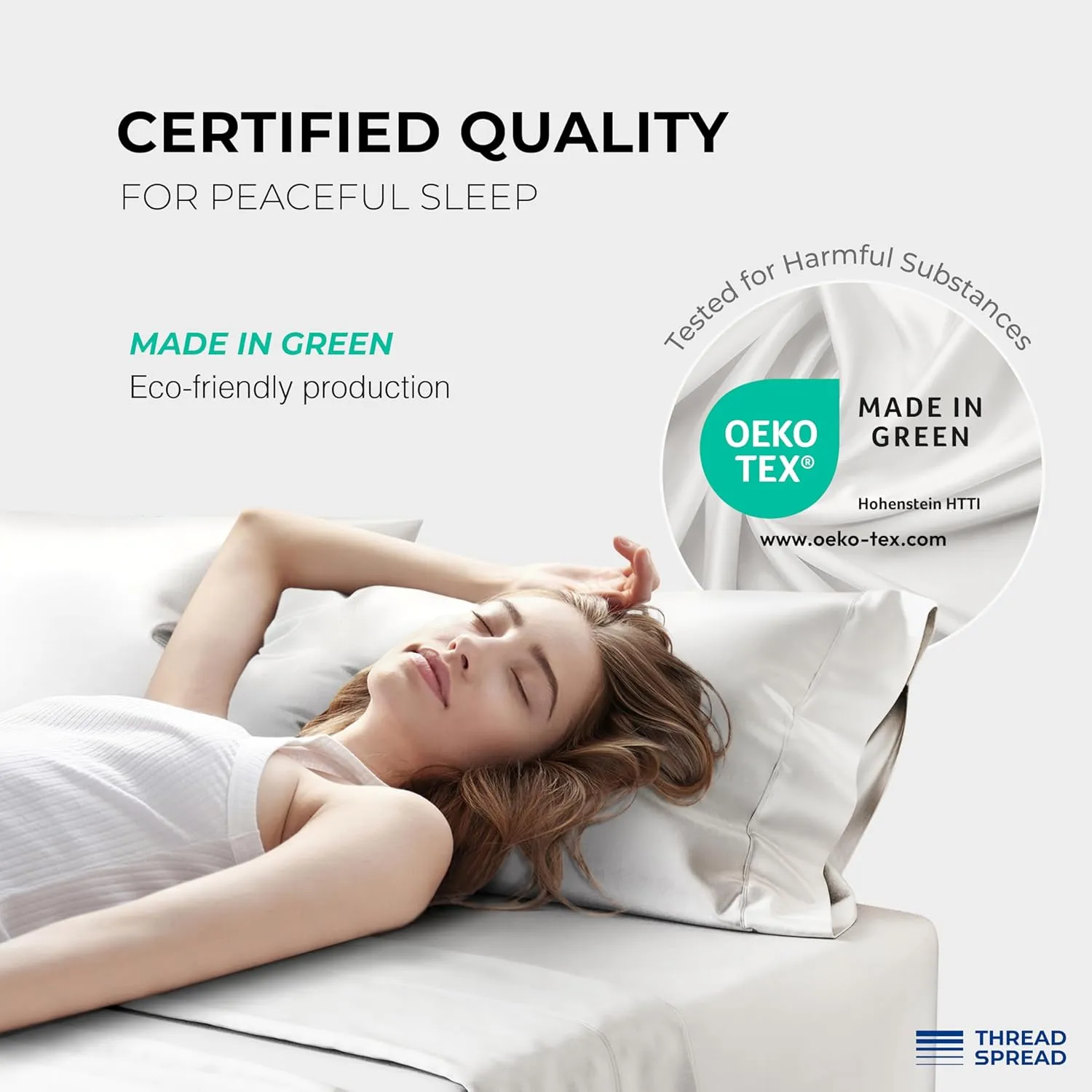 THREAD SPREAD 100% Egyptian Cotton Sheets Queen Size - 1200 Thread Count 4 PC Queen Sheet Set Egyptian Cotton, Sateen Luxury Sheets Queen Size, High Thread Count Sheets, 17" Deep Pocket - Light Grey