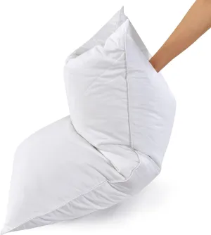 Three Geese Pack of 2 White Goose Feather and Polyester Bed Pillows King Size- Soft 600 Thread Count 100% Cotton, Medium Firm,Soft Support,White Solid