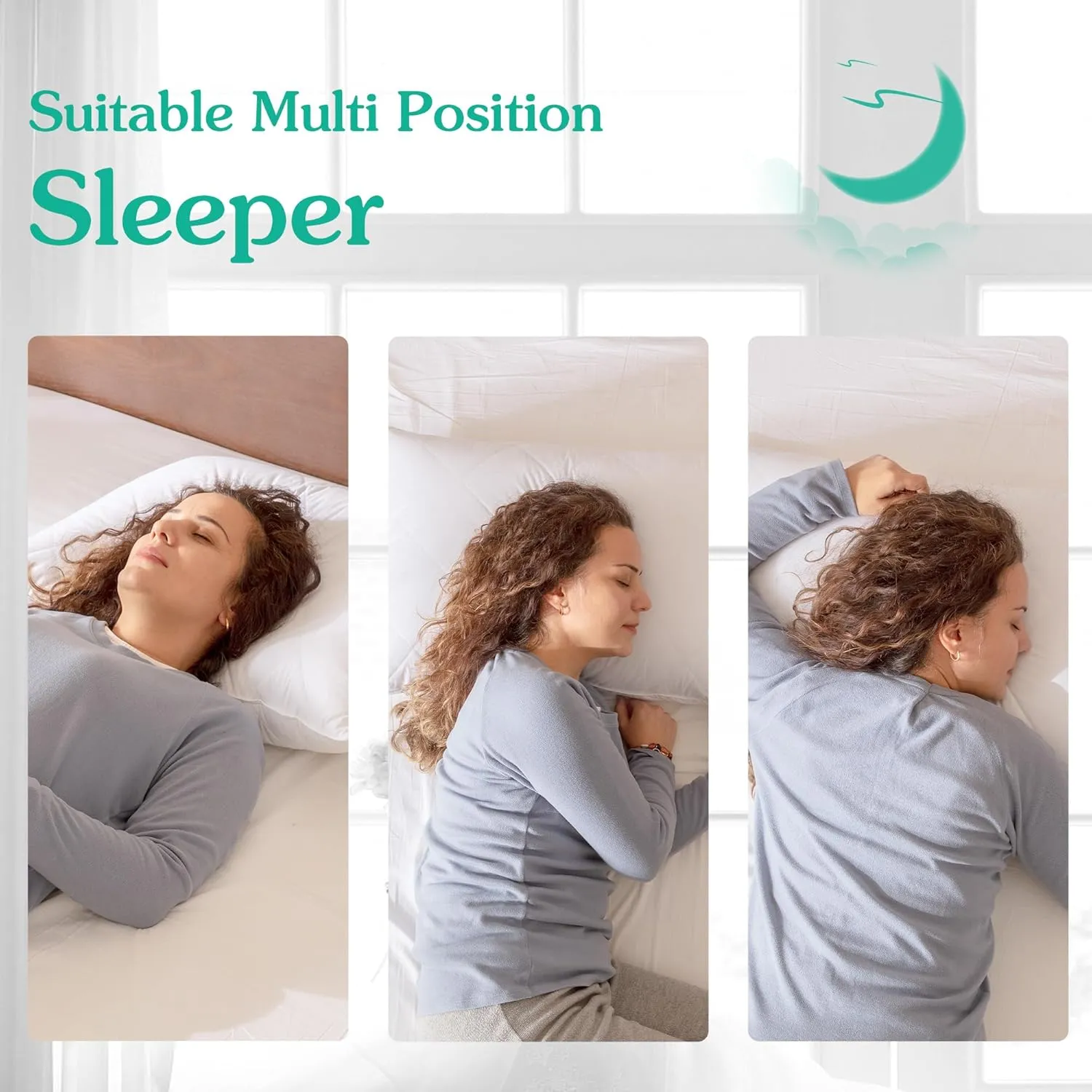 Three Geese Pack of 2 White Goose Feather and Polyester Bed Pillows King Size- Soft 600 Thread Count 100% Cotton, Medium Firm,Soft Support,White Solid