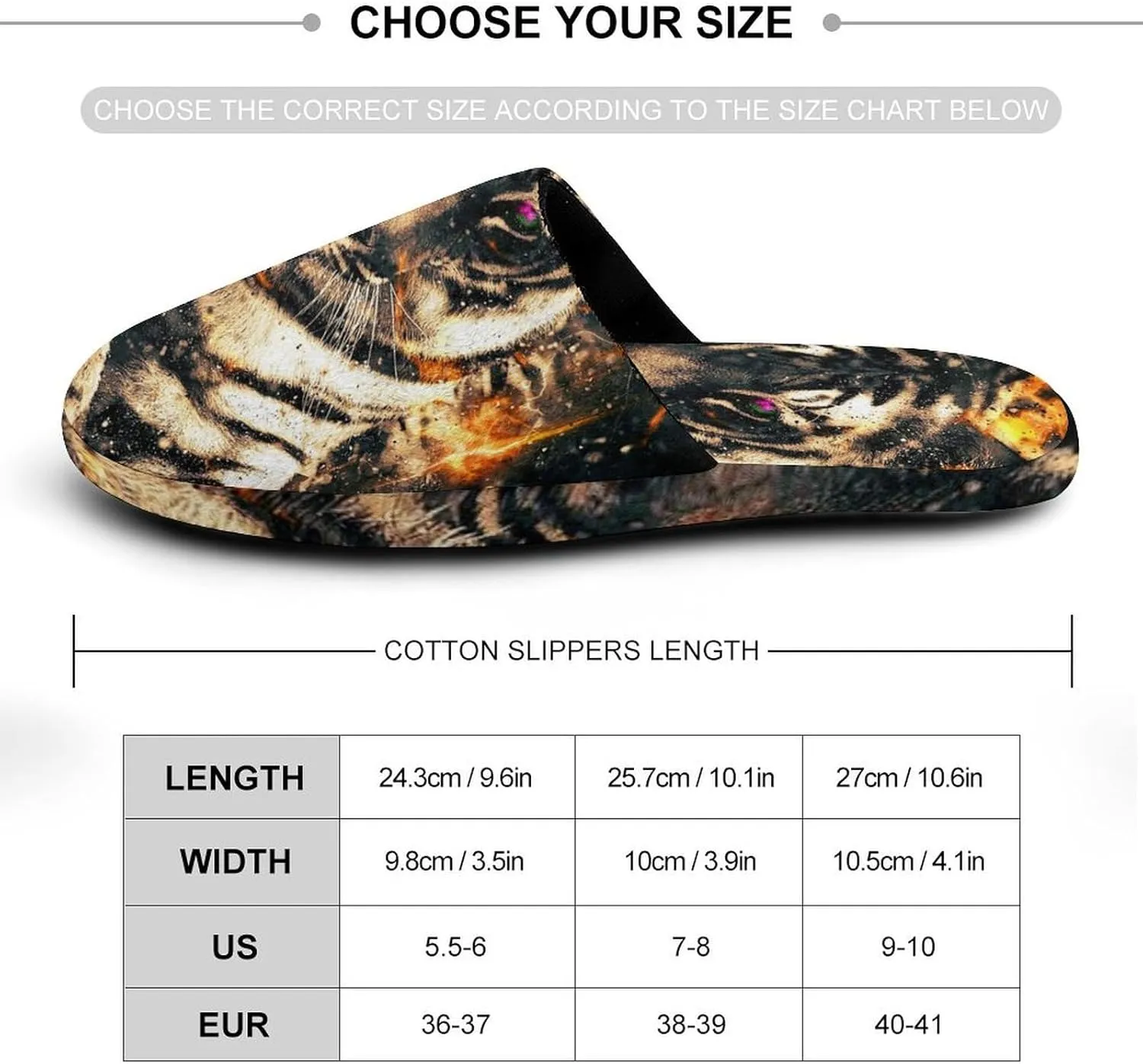 Tiger with Fire Women's Slippers Comfort Cotton House Slippers Slip On Bedroom Slippers