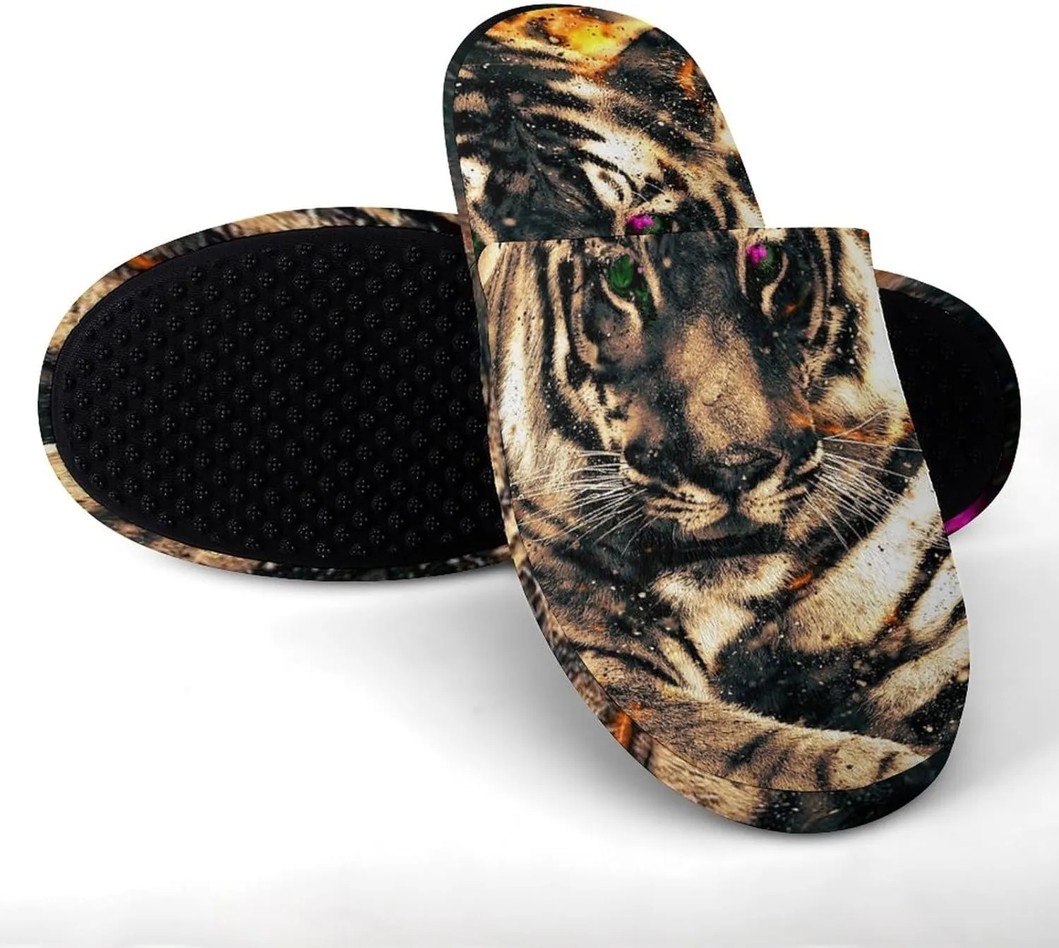 Tiger with Fire Women's Slippers Comfort Cotton House Slippers Slip On Bedroom Slippers