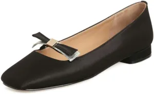TinaCus Handmade Women's Soft Satin Bow Slip On Square Toe Ballet Flats Shoes